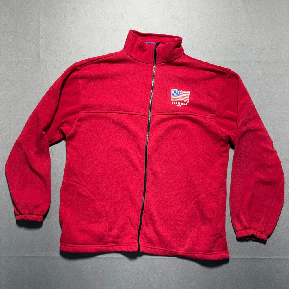 Team USA 2015 Olympic Full Zip Fleece Jacket Red Mens Large Made in USA